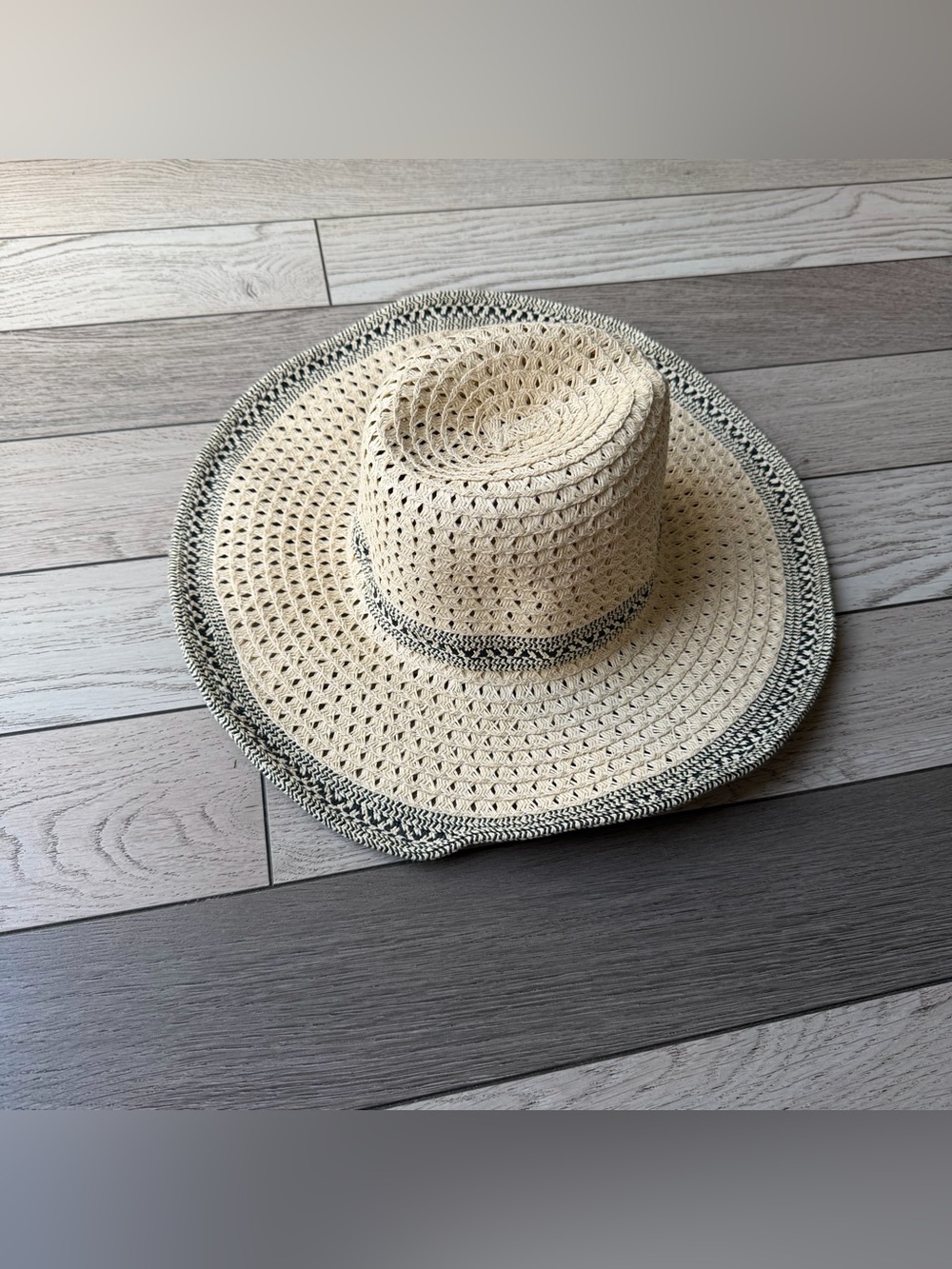 Scala Cream Woven Straw Hat with Colorful Logo Patch 100% paper one size